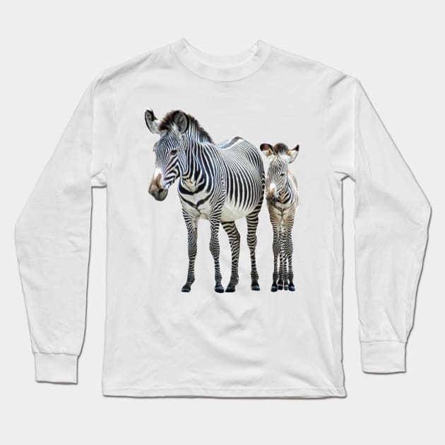 Zebra - Mama with offspring in Kenya / Africa Long Sleeve T-Shirt by T-SHIRTS UND MEHR